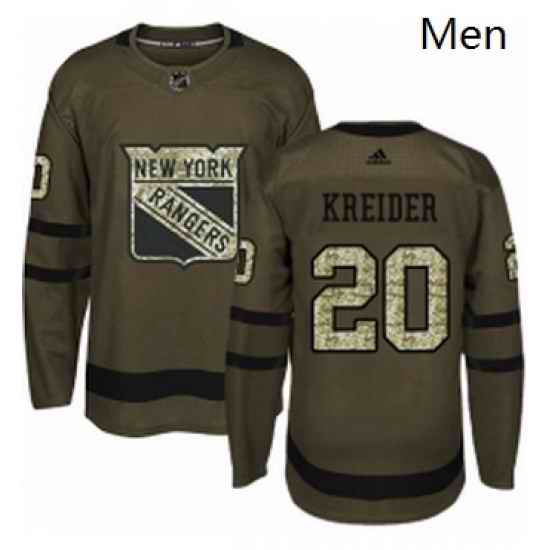 Mens Adidas New York Rangers 20 Chris Kreider Premier Green Salute to Service NHL Jersey